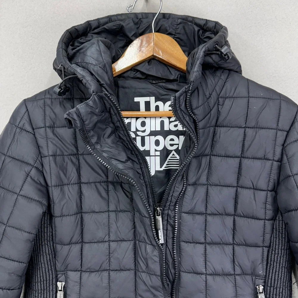 The Original Superdry Fuji JKT Womens Large Black Hooded Puffer Jacket Ski Japan